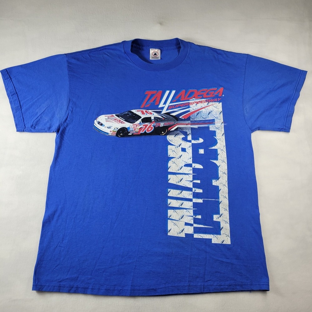 Y2K Talladega Superspeedway T-Shirt Sz XL Blue Double Sided